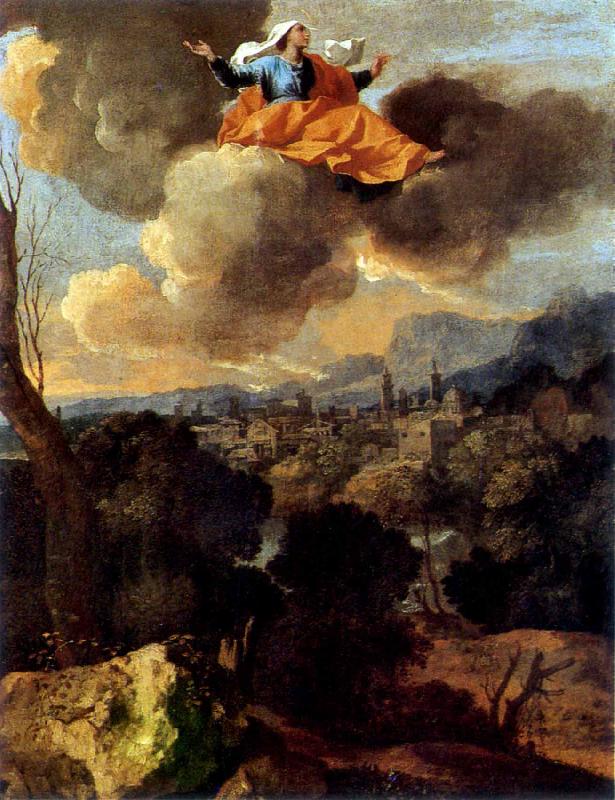 Nicolas Poussin La Translation miraculeuse de sainte Rita de Cascia ou La Vierge protegeant Spolete Sweden oil painting art